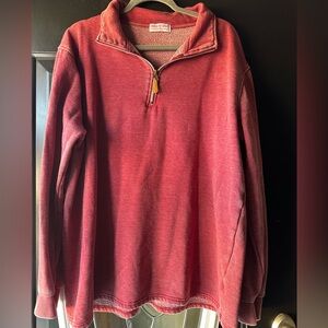 2X Discount Divas Boutique Womens ash Red 1/4 zip sweatshirt material.